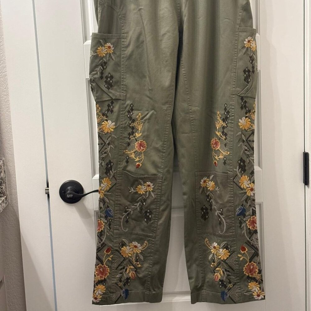 Johnny Was Biya Whitney Embroidered Pants Boho Chic Sz Small